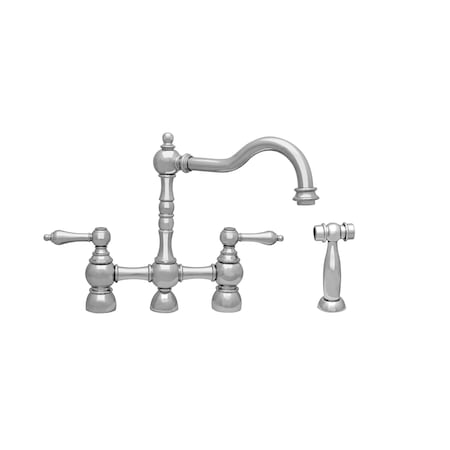 Whitehaus Bridge Faucet W/ Long Traditional Swivel Spout, Lvr Handles And Brass S WHEGB-34656-PN